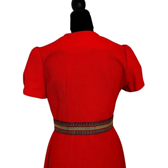 Vintage 60s Teena‎ Paige Red Dress Button Down Mini Shift Dress Short Sleeve - Picture 6 of 16